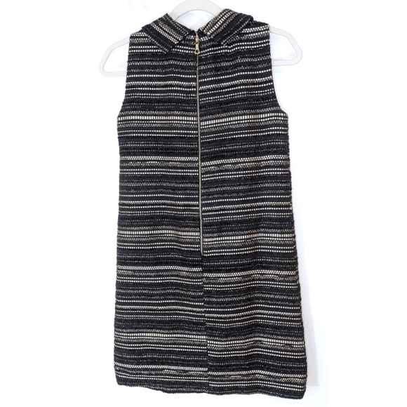 REBECCA Vallance Collared Textured Black Gold Shift Dress 8 - Picture 4 of 11